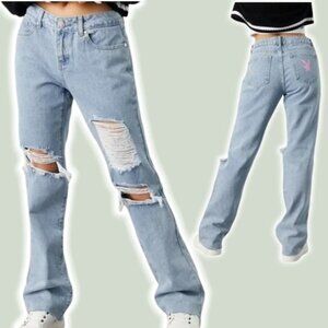NWT PLAYBOY Distressed Straight Leg Jean Sz Small